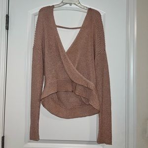 Light pink open back sweater